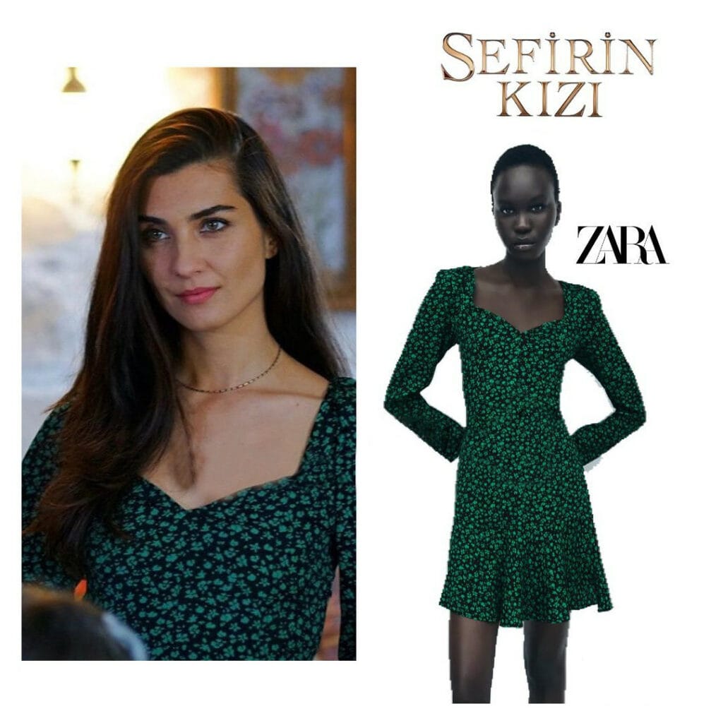 Black-Green Dress Worn By Tuba Büyüküstün