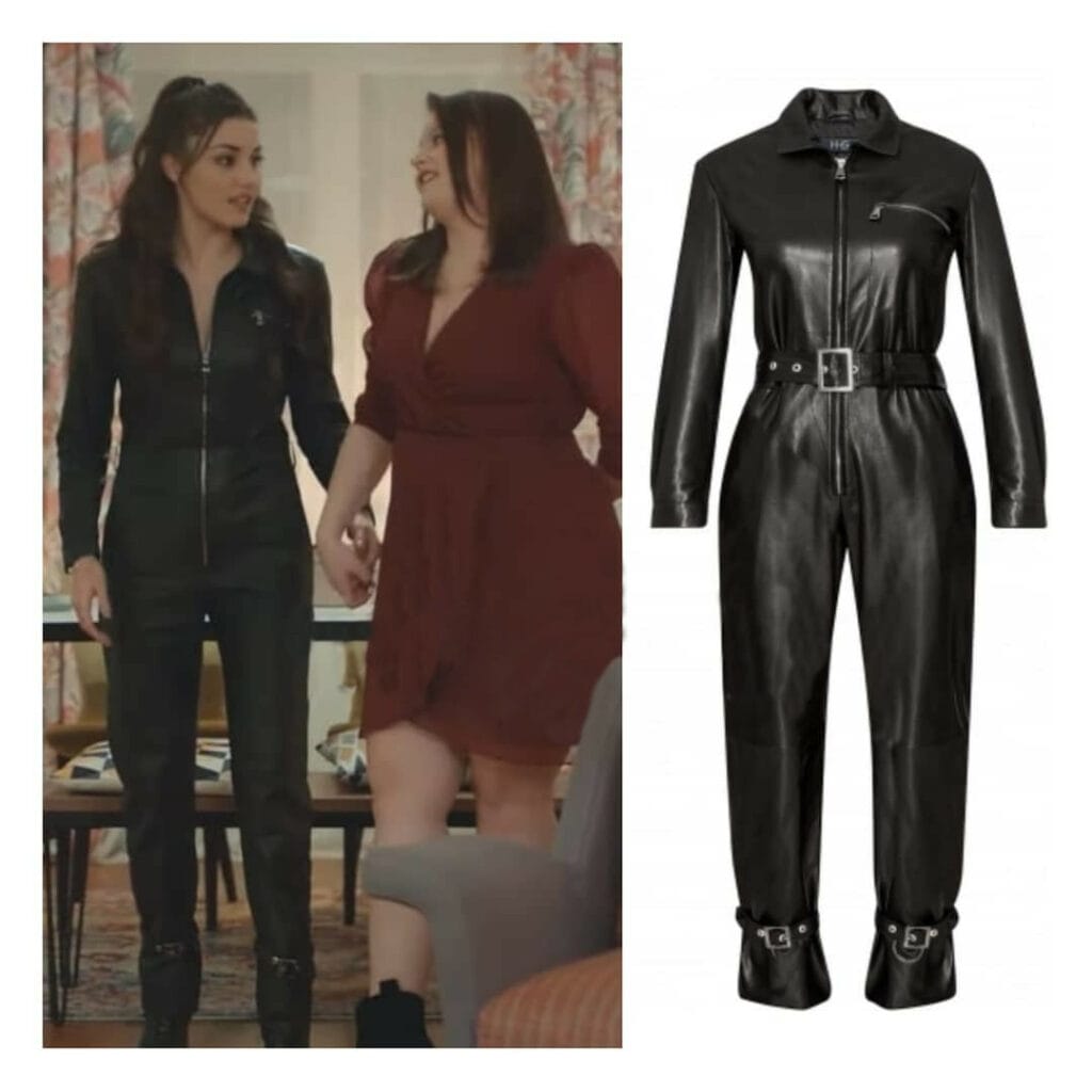 Black Leather Jumpsuit Worn By Hande Erçel