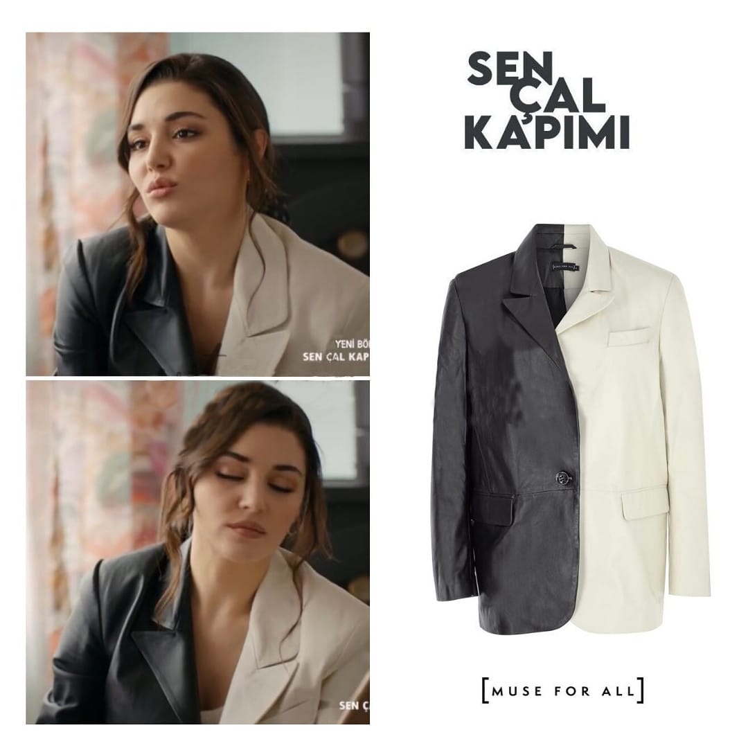 Black White Jacket Worn By Hande Erçel