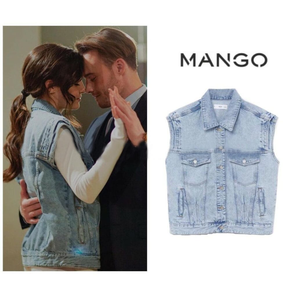 Blue Denim Vest Worn By Hande Erçel