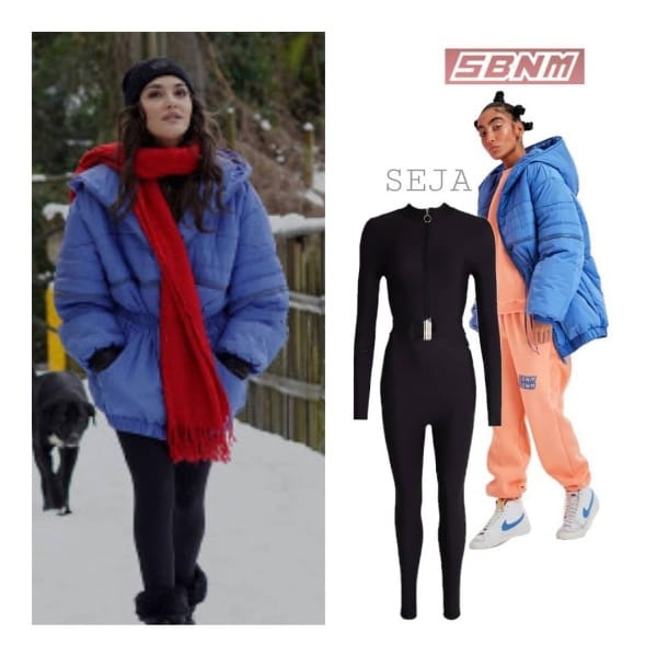 Blue Puff Coat Worn By Hande Erçel