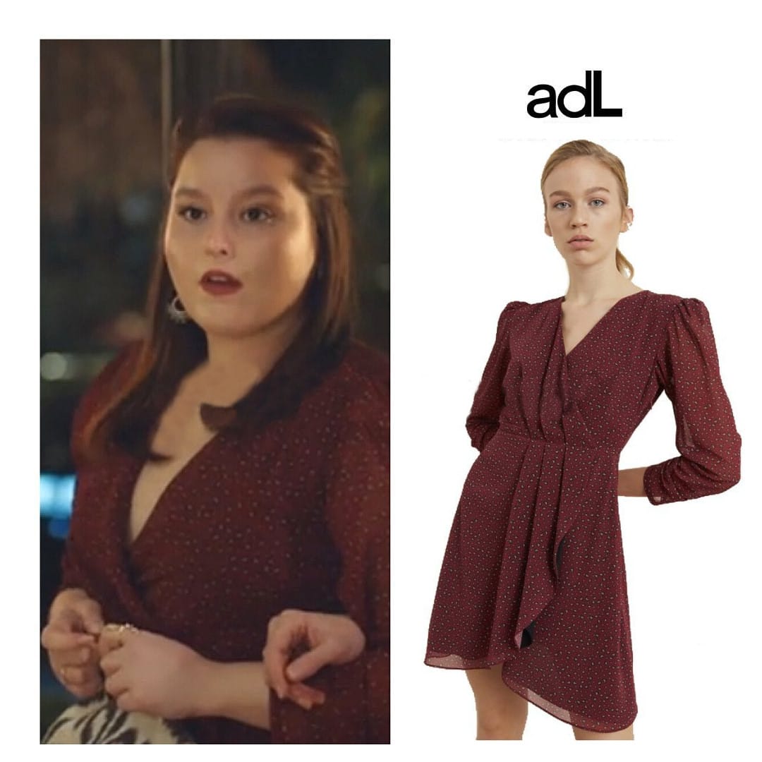 Burgundy Mini Dress Worn By Elçin Afacan