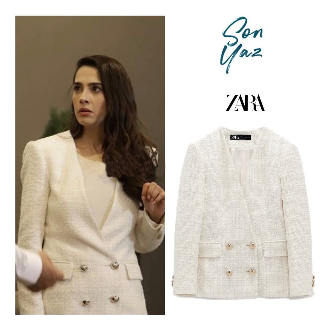 Cream Blazer Jacket Worn By Funda Eryiğit