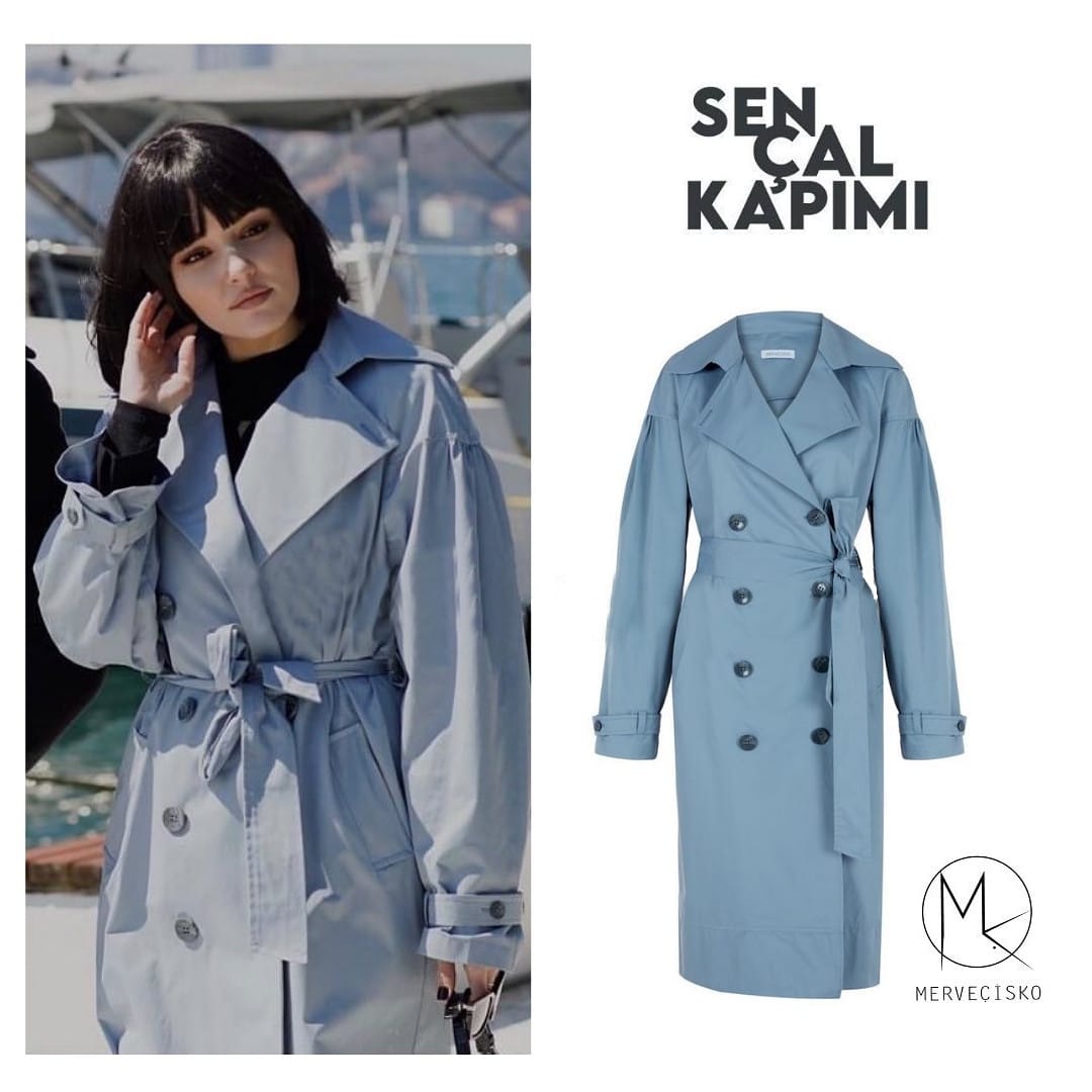 Light Blue Trenchcoat Worn By Hande Erçel