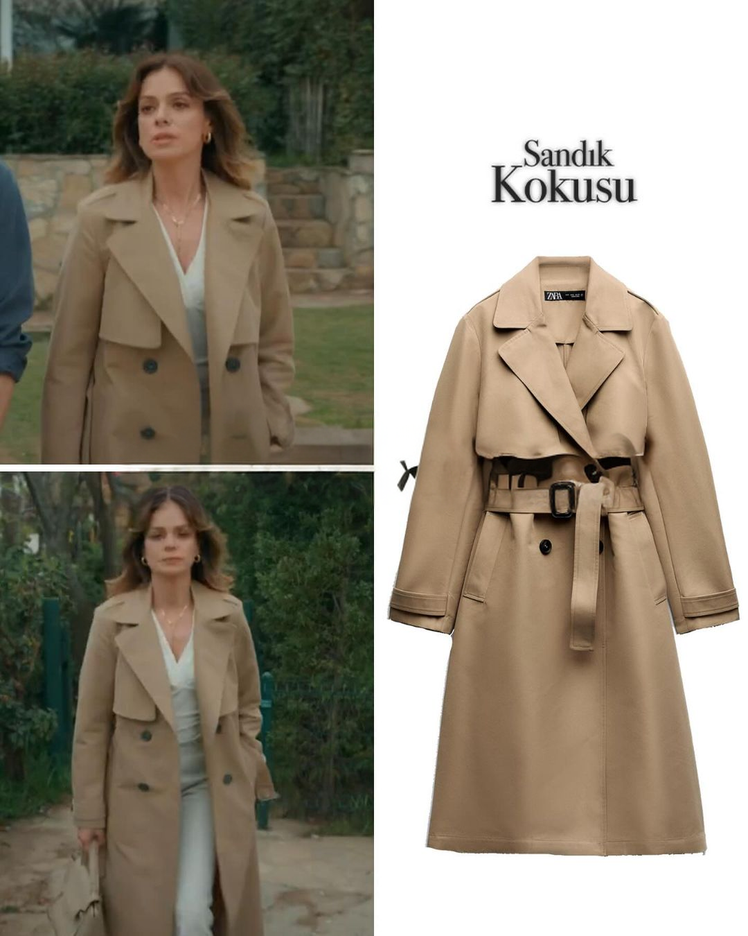 The Milky Brown Trench Coat Worn By Özge Özpiriçci