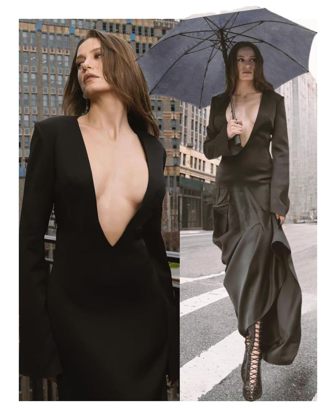 The black dress worn by Serenay Sarıkaya