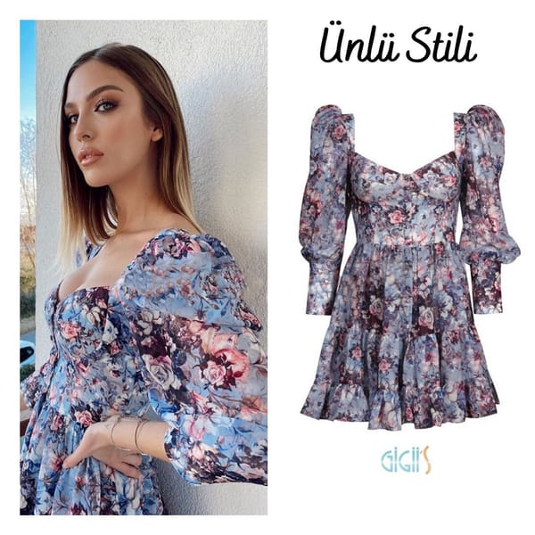 Floral Mini Dress Worn By Yasemin Şefkatli