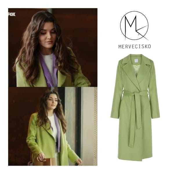 Green Topcoat Worn By Hande Erçel