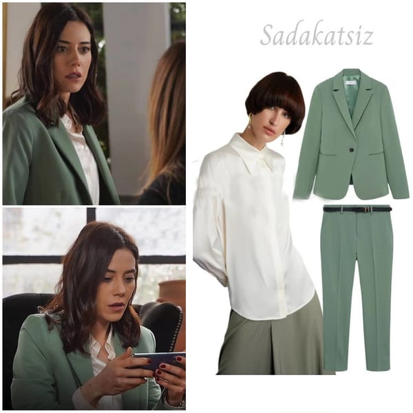 Green White Combination Worn By Cansu Dere