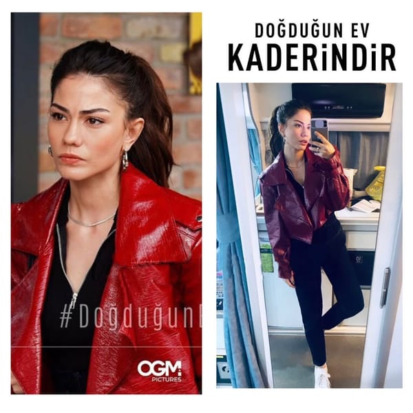 Patent Leather Jacket Worn By Demet Özdemir