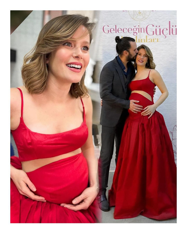 Red Dress With Straps Worn By Burcu Biricik