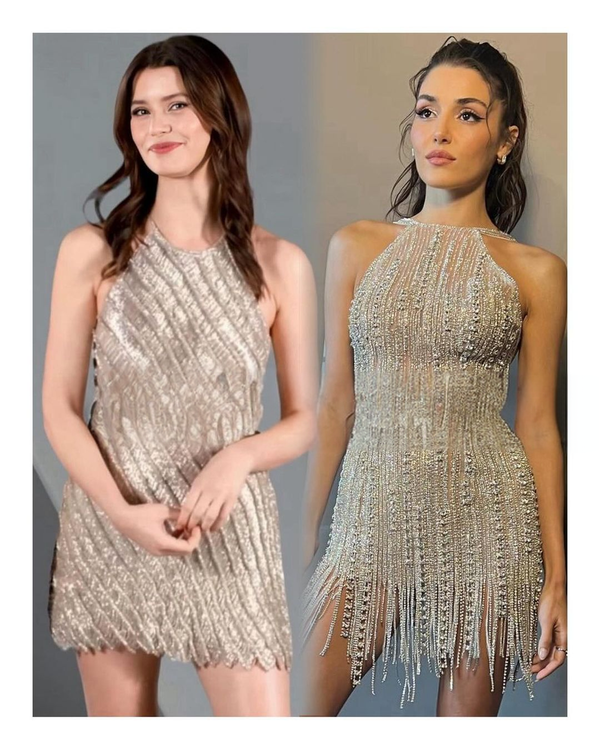 Similar dresses of Beren Saat and Hande Erçel