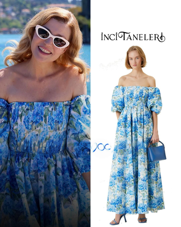 The Blue Balloon-Sleeved Dress Worn By Selma Ergeç