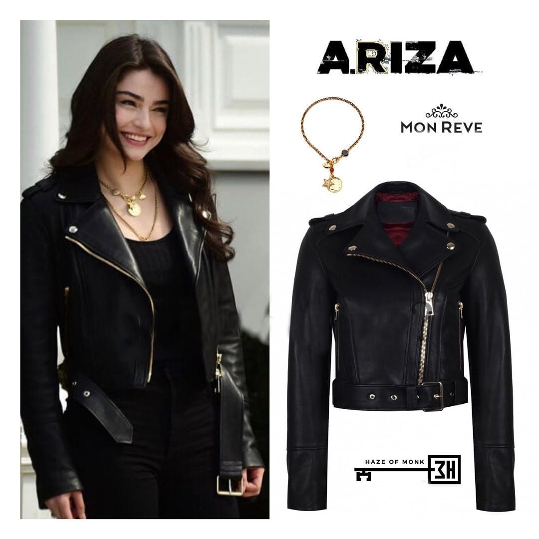 Black Leather Jacket Worn By Ayça Ayşin Turan