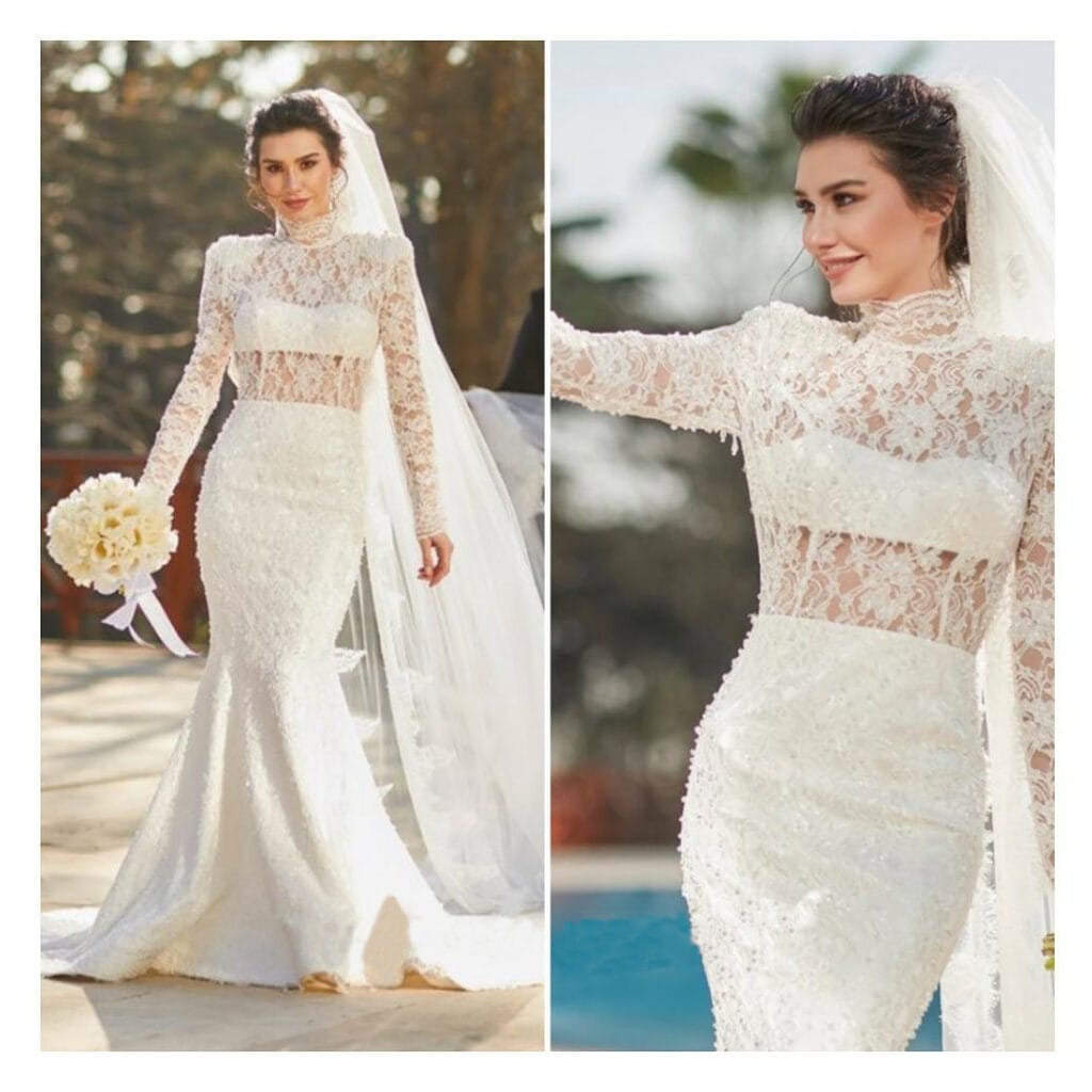 White Wedding Dress Worn By Burcu Kıratlı