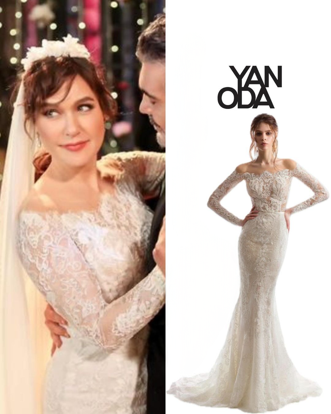 The white wedding dress worn by Şevval Sam